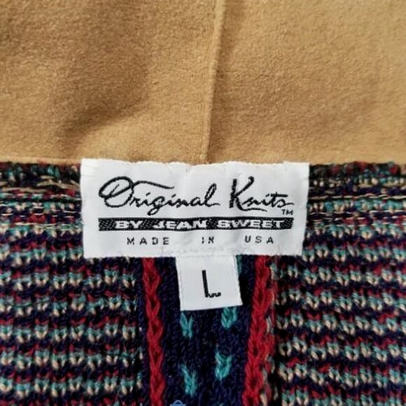 VTG Jean Sweet Original Knits USA Native Tribal Fringe Bead Coat Sweater Women L - Picture 7 of 7